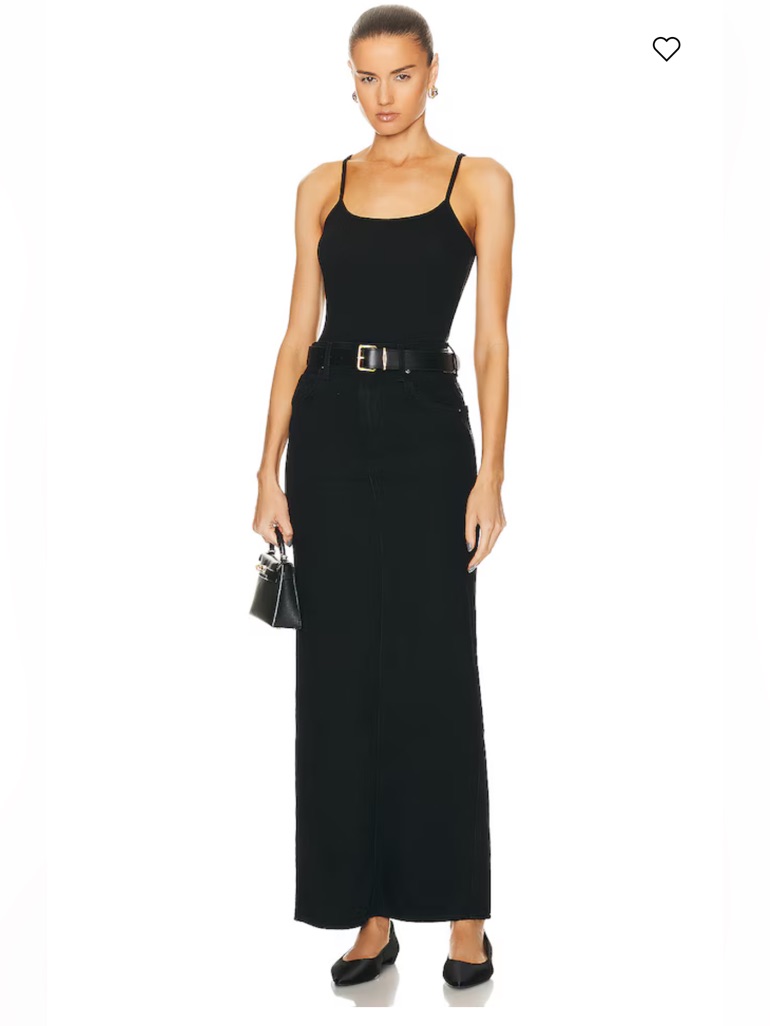 Nwt Mother The Candy Stick Maxi Denim Skirt Black Size 30